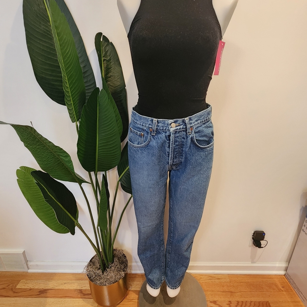 VINTAGE LUCKY BRAND 37 High Waist Button Fly Green Label Denim Jeans 10 RARE!